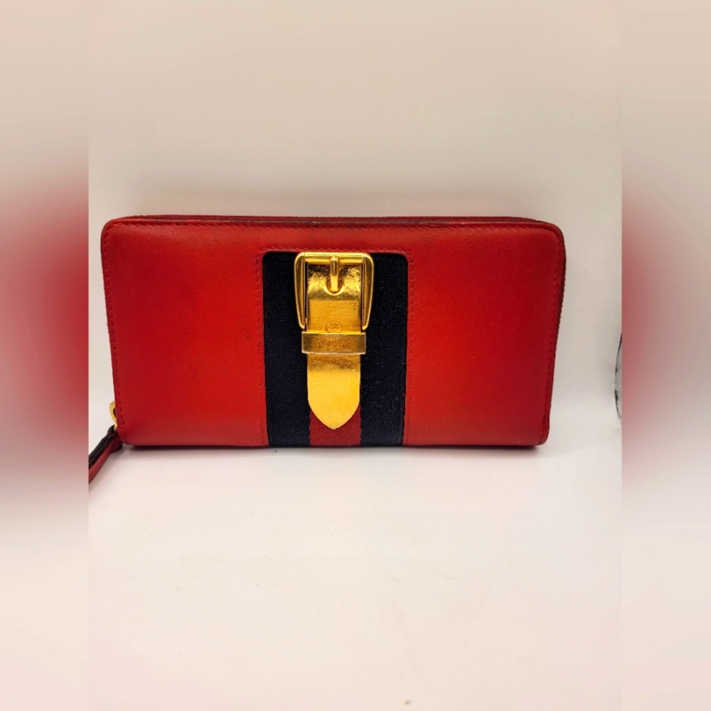 Gucci Sylvie Leather Long Red Sherry Line Wallet